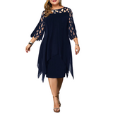 Women's Plus Size Lace Mesh Midi Dress - Black - Evening Dress - 6XL - Chiffon/Lace - image 28
