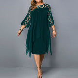 Women's Plus Size Lace Mesh Midi Dress - Black - Evening Dress - 6XL - Chiffon/Lace - image 22
