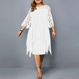 Women's Plus Size Lace Mesh Midi Dress - Black - Evening Dress - 6XL - Chiffon/Lace - image 13