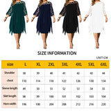 Women's Plus Size Lace Mesh Midi Dress - Black - Evening Dress - 6XL - Chiffon/Lace - image 24