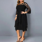 Women's Plus Size Lace Mesh Midi Dress - Black - Evening Dress - 6XL - Chiffon/Lace - image 3