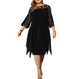Women's Plus Size Lace Mesh Midi Dress - Black - Evening Dress - 6XL - Chiffon/Lace - image 1