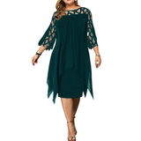 Women's Plus Size Lace Mesh Midi Dress - Dark Green - Evening Dress - 6XL - Chiffon/Lace - image 27