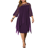 Women's Plus Size Lace Mesh Midi Dress - Purple - Evening Dress - 6XL - Chiffon/Lace - image 25