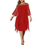 Women's Plus Size Lace Mesh Midi Dress - Black - Evening Dress - 6XL - Chiffon/Lace - image 29