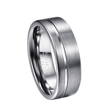 Men's Women's Grooved Tungsten Rings - Silver - Wedding Band - 12 - Tungsten Carbide - image 1