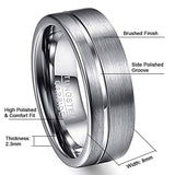 Men's Women's Grooved Tungsten Rings - Silver - Wedding Band - 12 - Tungsten Carbide - image 6