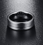 Men's Women's Grooved Tungsten Rings - Silver - Wedding Band - 12 - Tungsten Carbide - image 4