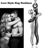 Hugging Couple Necklace Large - Silver - Hug Necklace - Large - Alloy - image 6