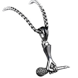 Unisex Singer Microphone Pendant - Silver - Microphone Pendant - M - Stainless Steel - image 1