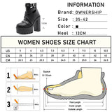 Women's Gothic Chain Link Platform Shoes - Black - Platform Chunky Shoes - 10 B - PU Leather - image 9