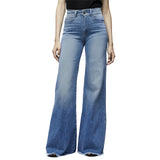 Women's Flared Wide Leg Mom Jeans - Black - Wide Leg Flared Jeans - 4XL - Polyester Denim - image 9