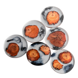Pine Resin Coasters + Holder 6-7 Pcs - Brown - Round Coaster Set 6 Pcs / 3.03 x 0.27" - Small - Pine Resin - image 18