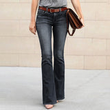 Women's Boyfriend Jeans Mid Waist - Blue - Light Blue / Bootcut Jeans - XXL - Polyester Denim - image 5