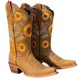 Women's Embroidered Flower Cowboy Boot - Brown - Coffee Brown / Flower Cowboy Boots - 42 B - PU Leather - image 11
