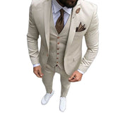 Men's Formal Wedding Attire 3 Pcs Slim Fit - Ivory - 3 Pcs Slim Suit - 5XL - Linen - image 1