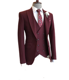 Men's 3 Pcs Tailored Double Breasted Suit - Burgundy - 3 Pcs Suit - 6XL - Polyester - image 18