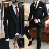Men's 3 Pcs Tailored Double Breasted Suit - Black - 3 Pcs Suit - 6XL - Polyester - image 2