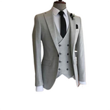 Men's 3 Pcs Tailored Double Breasted Suit - Gray - 3 Pcs Suit - 6XL - Polyester - image 20