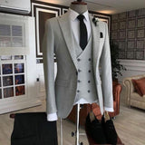 Men's 3 Pcs Tailored Double Breasted Suit - Black - 3 Pcs Suit - 6XL - Polyester - image 3