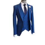 Men's 3 Pcs Tailored Double Breasted Suit - Blue - 3 Pcs Suit - 6XL - Polyester - image 22