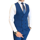 Men's 3 Pcs Tailored Double Breasted Suit - Black - 3 Pcs Suit - 6XL - Polyester - image 23
