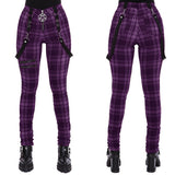 Women's Gothic Punk Plaid High Waist Pant - Red - Punk Plaid Skinny Pants - 5XL - Polyester - image 4