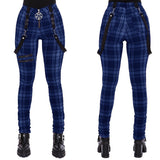 Women's Gothic Punk Plaid High Waist Pant - Red - Punk Plaid Skinny Pants - 5XL - Polyester - image 2