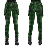 Women's Gothic Punk Plaid High Waist Pant - Red - Punk Plaid Skinny Pants - 5XL - Polyester - image 3
