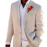 Men's 2 Pcs Linen Beach Wedding Suit - Beige - Beach Wedding Suit - Custom - Linen - image 1