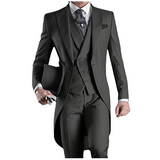 Men's Custom 3 Pcs Grooms Suit Tailcoat - Black - 3 Piece Groomsmen Tuxedo Suit - 6XL - Polyester - image 14