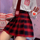 Women's Stretchy Flared Mini Skater Skirt - Red - A1 / Plaid Gothic Skirt - XXXL - Polyester - image 2