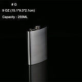 Stainless Steel Drink Flasks 1oz -10oz - Silver - G / 9 oz Hip Flask - 1 oz - 10 oz - Stainless Steel - image 11