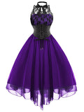 Women's Gothic Punk Lace Party Dress - Purple - Dress - 5XL - Lace + Polysester - image 7