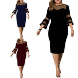 Women's Stylish Formal Party Midi Dress - Red Wine - Dress - 5XL - Polyester/Chiffon - image 14