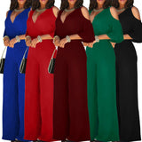 Women's Elegant Wide Leg Flared Pantsuit - Black - Elegant Pant Suit - XXL - Polyester - image 39