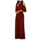 Women's Elegant Wide Leg Flared Pantsuit - Black - Elegant Pant Suit - XXL - Polyester - image 36