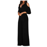 Women's Elegant Wide Leg Flared Pantsuit - Black - Elegant Pant Suit - XXL - Polyester - image 33