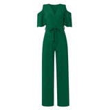 Women's Elegant Wide Leg Flared Pantsuit - Black - Elegant Pant Suit - XXL - Polyester - image 7