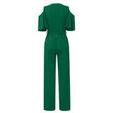 Women's Elegant Wide Leg Flared Pantsuit - Black - Elegant Pant Suit - XXL - Polyester - image 8