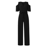 Women's Elegant Wide Leg Flared Pantsuit - Black - Elegant Pant Suit - XXL - Polyester - image 18