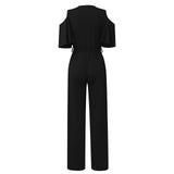 Women's Elegant Wide Leg Flared Pantsuit - Black - Elegant Pant Suit - XXL - Polyester - image 20