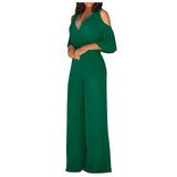 Women's Elegant Wide Leg Flared Pantsuit - Green - Elegant Pant Suit - XXL - Polyester - image 6