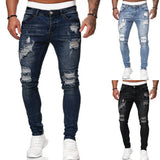 Men's Ripped Distressed Skinny Jeans - Black - Skinny Ripped Jeans - XXXL - Denim Polyester - image 29