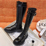 Women's White Knee High Lace Up Boots - White - Knee High Boots - 43 B - Pigskin Leather - image 20
