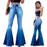 Women's Plus Skinny Denim Flare Jeans - Blue - Dark Blue / Flared Jeans - XXXL - Polyester Denim - image 1