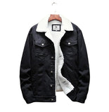 Men's Warm Denim and Sherpa Jackets - Blue - Light Blue / Plush Winter Jacket - 6XL - Denim/Sherpa - image 15