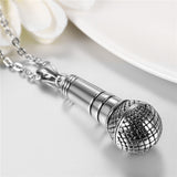 Unisex Microphone Rock… - Silver - Microphone Necklace - Pendant 1.85" x 0.71" Necklace 22"x 0.1" - Stainless Steel - image 4