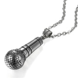 Unisex Microphone Rock… - Silver - Microphone Necklace - Pendant 1.85" x 0.71" Necklace 22"x 0.1" - Stainless Steel - image 1